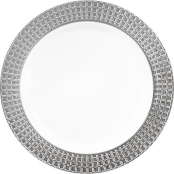 Тарелка одноразовая пластиковая 190 мм белая/серебристая 10 штук в упаковке Plma Винтаж Кубики