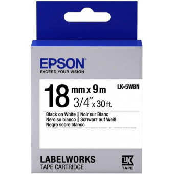 Картридж для принтера этикеток Epson LK5WBN (18 мм x 9 м, цвет ленты белый, шрифт черный)
