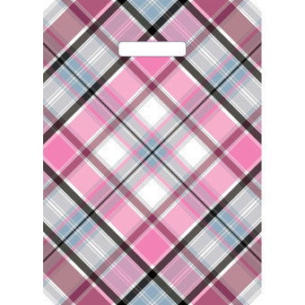 Пакет полиэтиленовый Артпласт Шотландка розовый 29х40 см с вырубной  ручкой (50 штук в упаковке)