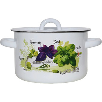 Кастрюля Эмаль Базилик 3 л эмалированная сталь с крышкой