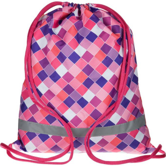 Мешок для сменной обуви Комус Класс (№1 School) Клетка 360x470 мм розовый с 1 отделением