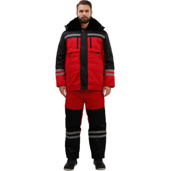 Костюм рабочий зимний мужской з03-КПК с СОП красный/черный (размер 56-58, рост 170-176)