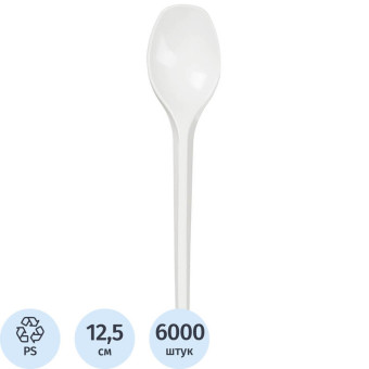 Ложка одноразовая чайная белая 125 мм (6000 штук в упаковке) Ложка одноразовая чайная белая 125 мм (6000 штук в упаковке)