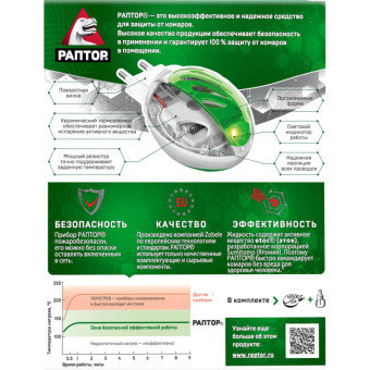 Фумигатор от комаров/мошек Раптор с жидкостью 20 мл