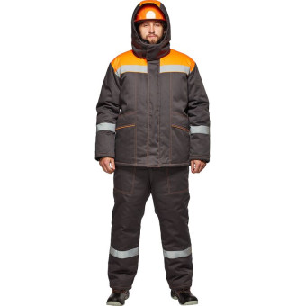 Костюм рабочий зимний мужcкой з45-КПК с СОП серый/оранжевый (размер 52-54, рост 182-188)