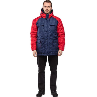 Куртка рабочая зимняя мужская з41-КУ синяя/красная из ткани таслан (размер 44-46, рост 182-188)