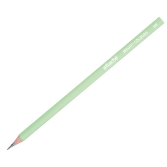 Карандаш чернографитный HB Attache Bright Colors заточенный трехгранный зеленый корпус