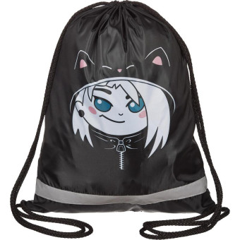 Мешок для сменной обуви Комус Класс (№1 School) Аниме Чиби 360х470 мм черный с 1 отделением