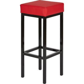 Барный стул Куб (каркас черный, кожзам красный)