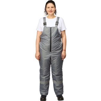 Полукомбинезон рабочий зимний женский з46-ПК с СОП серый (размер 40-42, рост 170-176 см)