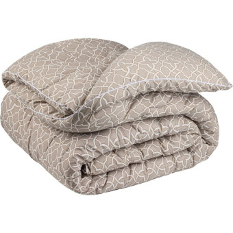 Одеяло 1.5-спальное Эльф Овечья шерсть 140х205 см стеганое с кантом  бежевое/белое