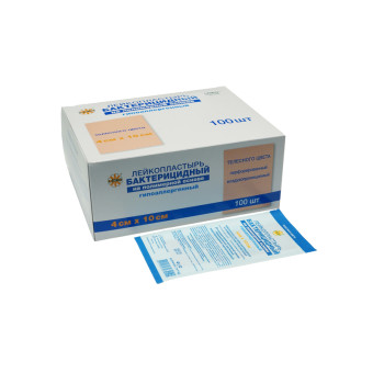 Пластырь бактерицидный Leiko plaster 10 x 4 см на полимерной основе (телесный, 100 штук)