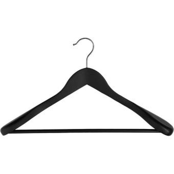 Вешалка-плечики Attache CU9632М-B анатомическая деревянная с  перекладиной черная (размер 48-50)