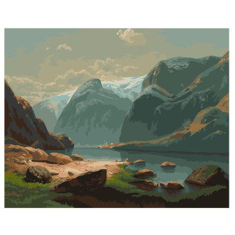 Картина по номерам Фрея Озеро в горах Швейцарии