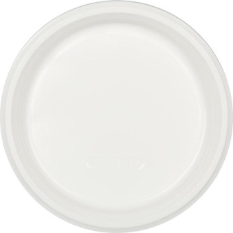 Тарелка одноразовая пластиковая 220 мм белая 100 штук в упаковке Комус Стандарт