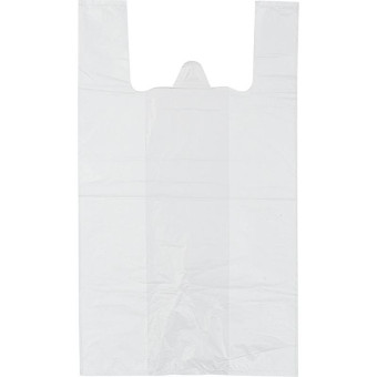 Пакет-майка ПНД белый 15 мкм (30+18х55 см, 100 штук в упаковке)
