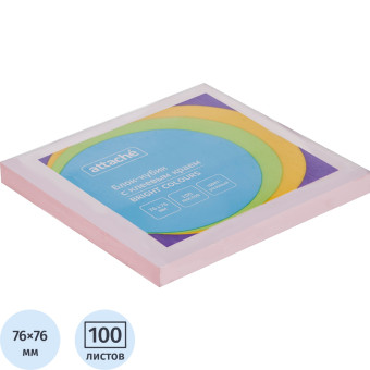 Стикеры Attache Simple 76х76 мм пастельные розовые (1 блок на 100 листов)