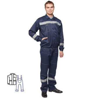 Костюм рабочий летний мужской л22-КПК с СОП синий (размер 48-50, рост 158-164 см)