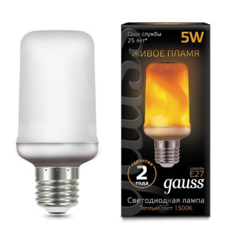 Лампа светодиодная Gauss LED Flame 5 Вт Е27 цилиндр 1500 K теплый белый свет