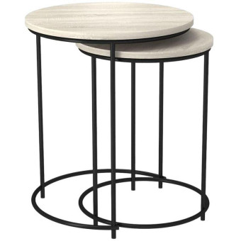 Стол журнальный Sheffilton SHT-CT7 (дуб беленый/черный муар, 435х435х550 мм)