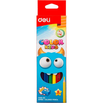 Карандаши цветные Deli Color Kids Jumbo 6 цветов трехгранные с точилкой (EC00660)
