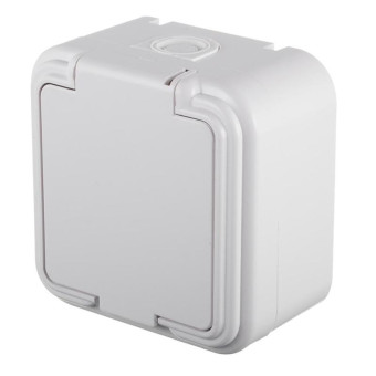 Розетка Свет RA 16-211-B одноместная с заземлением 16А IP44 открытого монтажа белая (EV0311-0007)