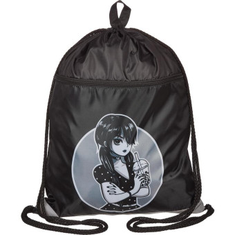 Мешок для сменной обуви Комус Класс (№1 School) Аниме Готик 360х470 мм черный с ручкой, карманом