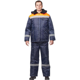 Куртка рабочая зимняя мужская з32-КУ с СОП синяя/оранжевая (размер 64-66, рост 182-188)