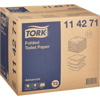 Бумага туалетная листовая Tork Advanced Т3 2-слойная 36 пачек по 242 листа (артикул производителя 114271)