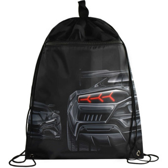 Мешок для сменной обуви Феникс+ Тачка 360х480 мм чёрный с ручкой-петлёй,  светоотражающими элементами, карман на молнии