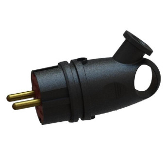 Вилка электрическая штепсельная Свет В16-002 с заземлением угловая 16А IP44 черная (SV0303-0011)