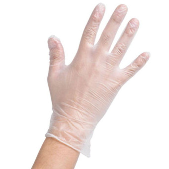 Перчатки одноразовые виниловые прозрачные (размер XL, 100 штук/50 пар в упаковке)