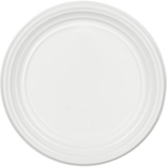 Тарелка одноразовая пластиковая 205 мм белая 100 штук в упаковке Комус Стандарт