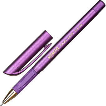 Ручка шариковая одноразовая Attache Selection Pearl Shine синяя (фиолетовый корпус, толщина линии 0.4 мм)