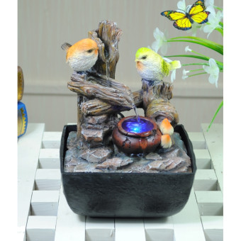 Фонтан декоративный настольный Green Apple Птички 22 см с подсветкой