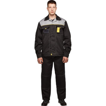 Костюм рабочий летний мужской л10-КБР черный/серый (размер 52-54, рост 170-176 см)
