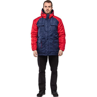Куртка рабочая зимняя мужская з41-КУ синяя/красная из ткани таслан (размер 48-50, рост 182-188)