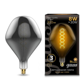 Лампа светодиодная Gauss Vintage Filament 8 Вт E27 декоративная 2400K теплый свет