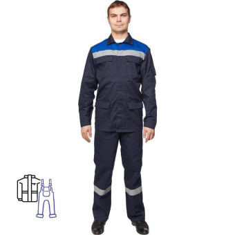 Костюм рабочий летний мужской л05-КПК с СОП синий/васильковый (размер 52-54, рост 158-164)