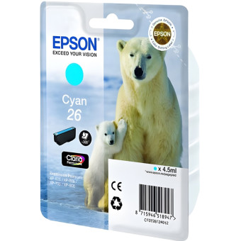 Картридж струйный Epson 26 C13T26124012 голубой оригинальный