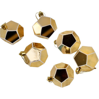 Набор шаров Веселый хоровод Диско пластик золотистые (диаметр 6 см, 6 штук в упаковке)