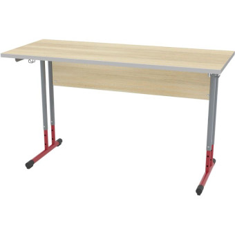 Стол ученический двухместный (дуб шамони светлый/серый/красный, рост 3-7)