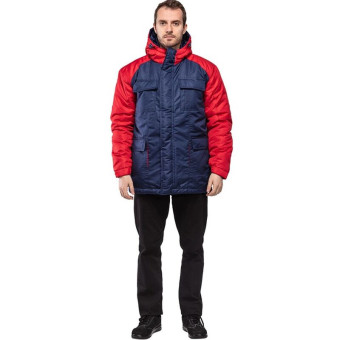 Куртка рабочая зимняя мужская з41-КУ синяя/красная из ткани таслан (размер 60-62, рост 170-176)