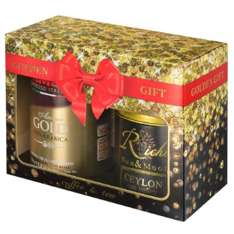 Кофе молотый Kimbo Gold 250 г + чай Riche Natur Ceylon 100 г (промоупаковка)