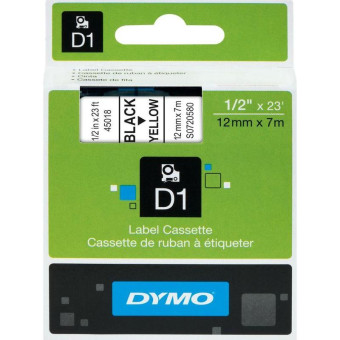 Картридж для принтера этикеток DYMO S0720580 D1 (12 мм x 7 м, цвет ленты желтый, шрифт черный)