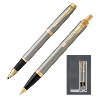 Набор пишущих принадлежностей Parker IM Brushed Metal GT (шариковая ручка, роллер, артикул производителя 2093217)