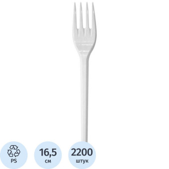 Вилка одноразовая пластиковая Выбор есть белая 165 мм (2200 штук в упаковке)