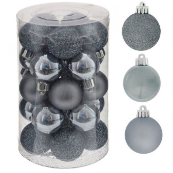 Набор шаров пластик серебристые (диаметр 3 см, 25 штук в упаковке)