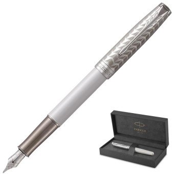 Ручка перьевая Parker Sonnet Metal and Pearl CT цвет чернил черный цвет корпуса белый (артикул производителя 1931547)
