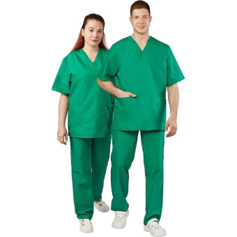 Костюм хирургический м05-КБР с коротким рукавом зелёный (размер 44-46,  рост 170-176)